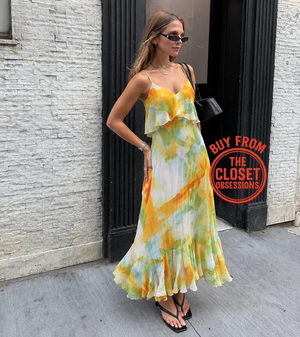 Zara NWT Yellow Floral Ruffle Midi Dress M